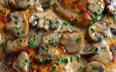 Chicken mushroom casserole in 15 minutes with 150 g mushrooms