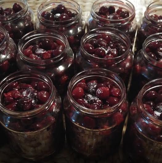 Baked cherries, harvested for the winter, an easy option, we’re really good at it, recipe is in the comments